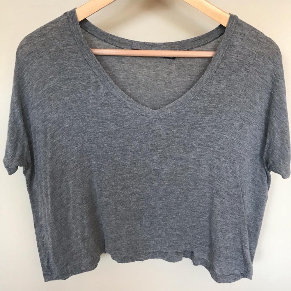 Brandy Melville Gray V-Neck Crop Top